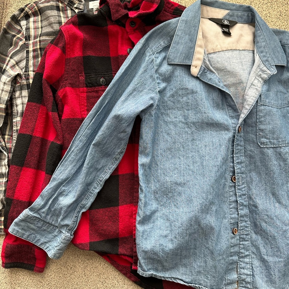 3 pack boys long sleeve button up shits